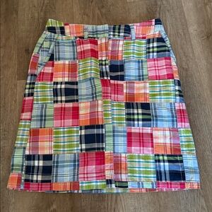 Vintage L.L. Bean Madras Plaid Patchwork Skirt 100% Cotton Y2K - Size 4